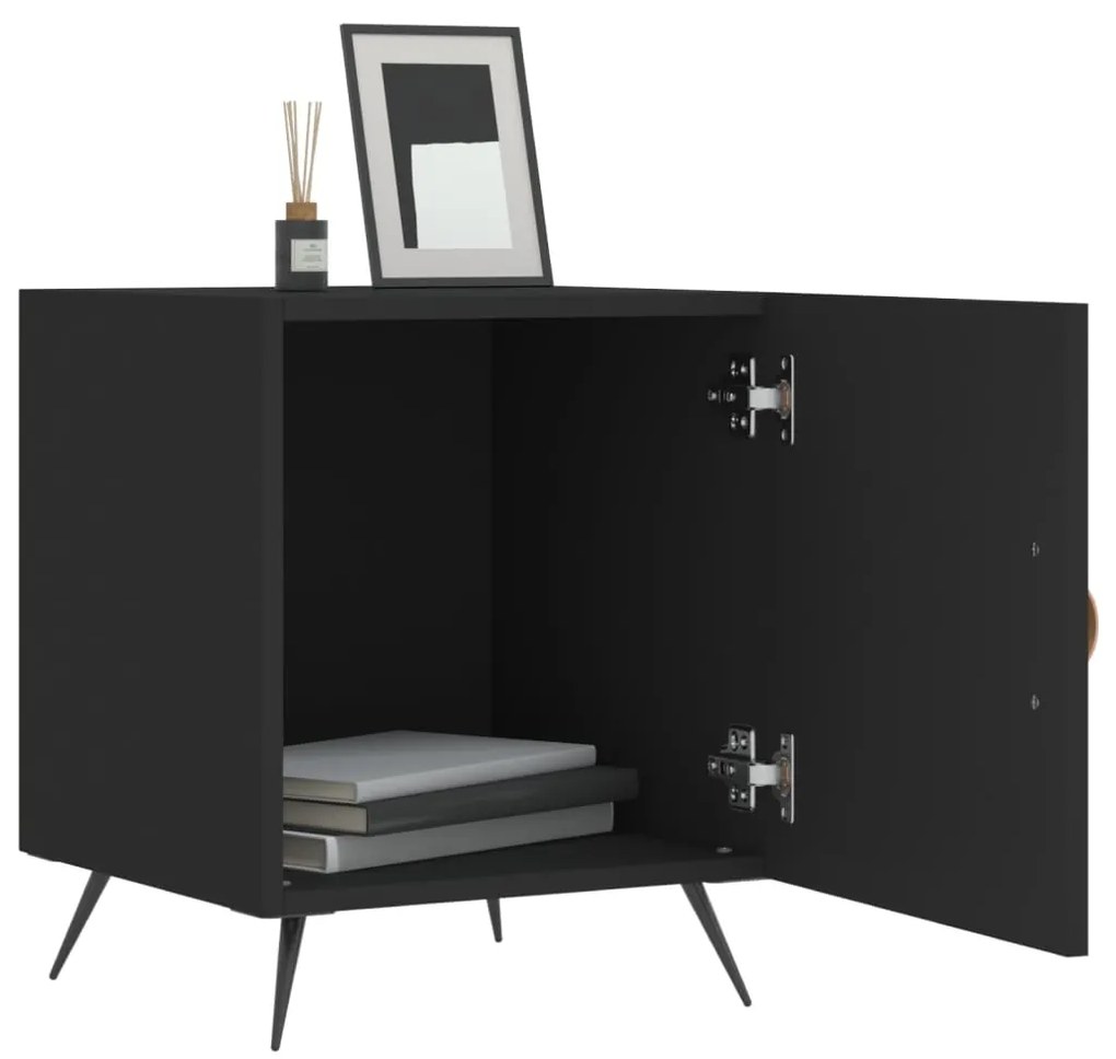Mesa de cabeceira 2 pcs 40x40x50 cm derivados de madeira preto