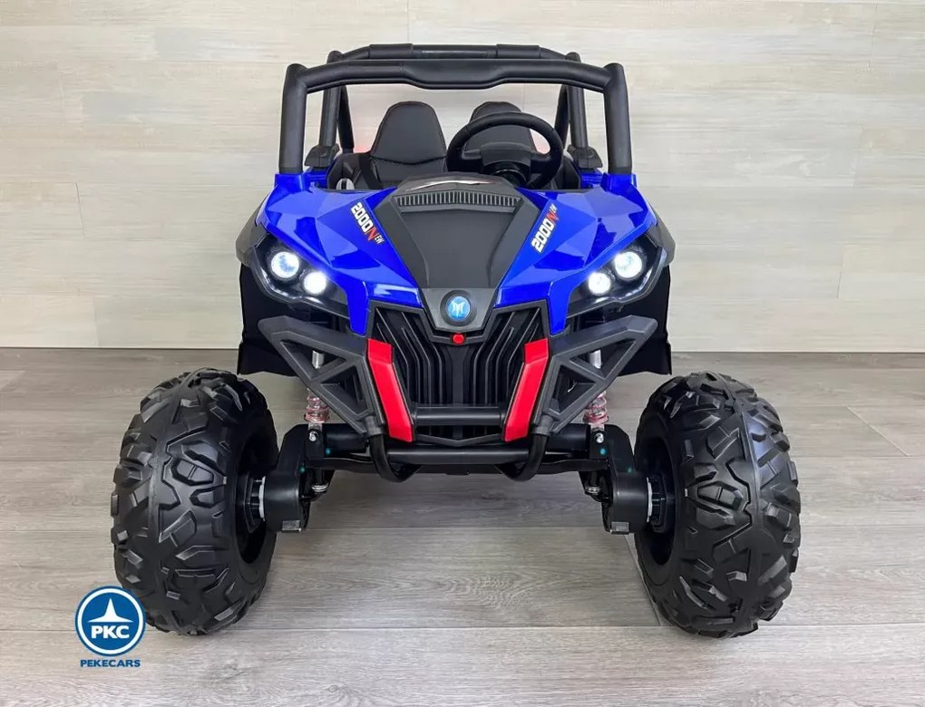 Carro elétrico para crianças Todo terreno Buggy UTV 4x4 MP4 12V 2 Lugares Azul