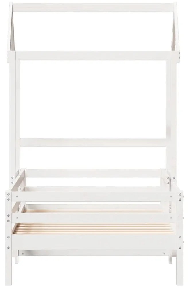 Estrutura de cama com telhado 75x190 cm pinho maciço branco