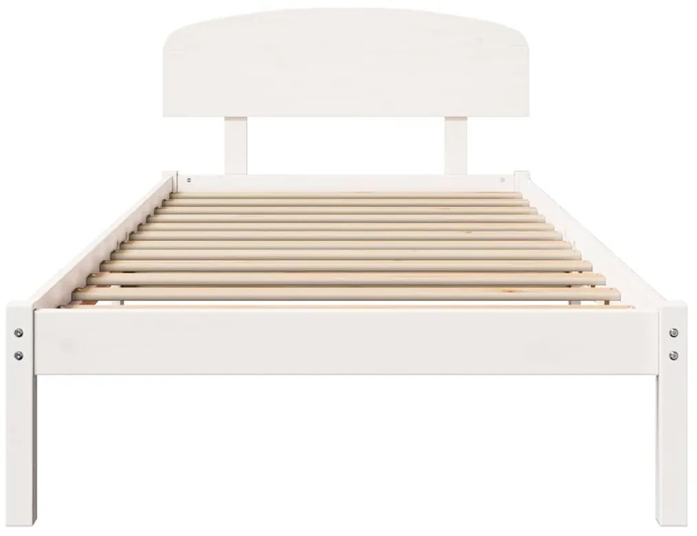 Estrado de Cama com Cabeceira Branco 90x200 cm Madeira Maciça de Pinho