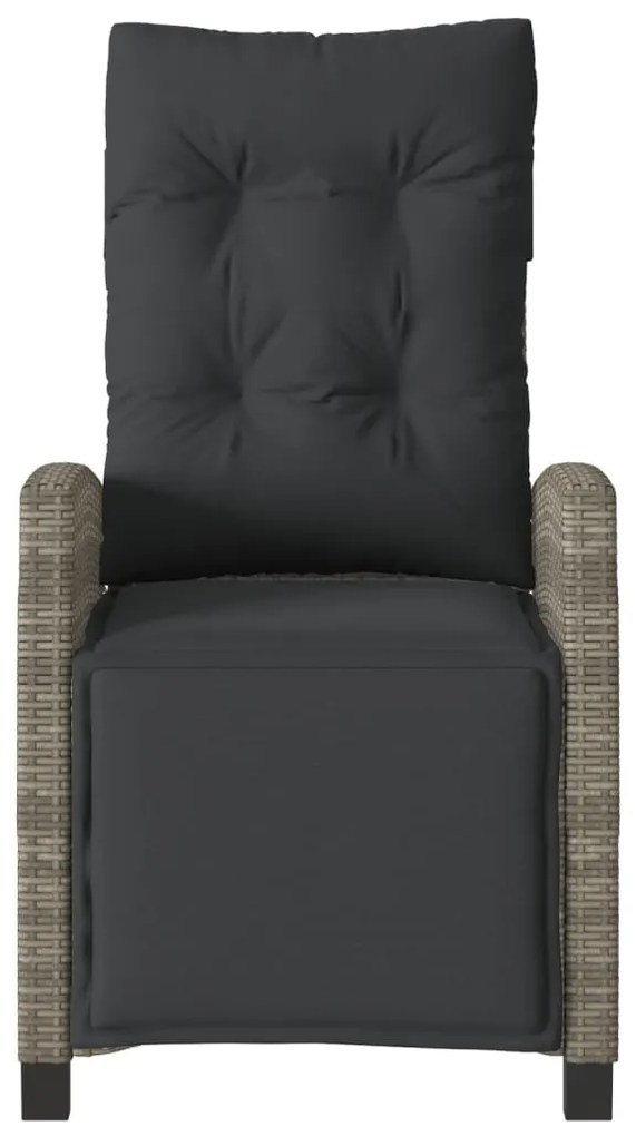 Cadeiras jardim reclináveis 2 pcs c/ apoio de pés vime PE cinza