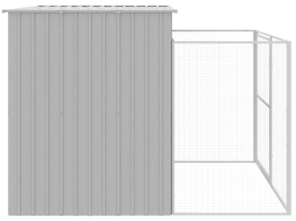 Casota cães c/ parque 214x253x181 cm aço galvaniz. cinza-claro