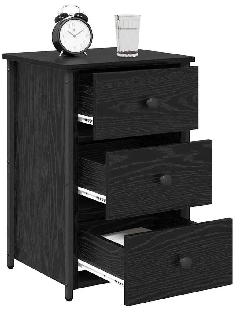 Conjunto de Mesa de Cabeceira de Carvalho Preto Carvalho Preto
