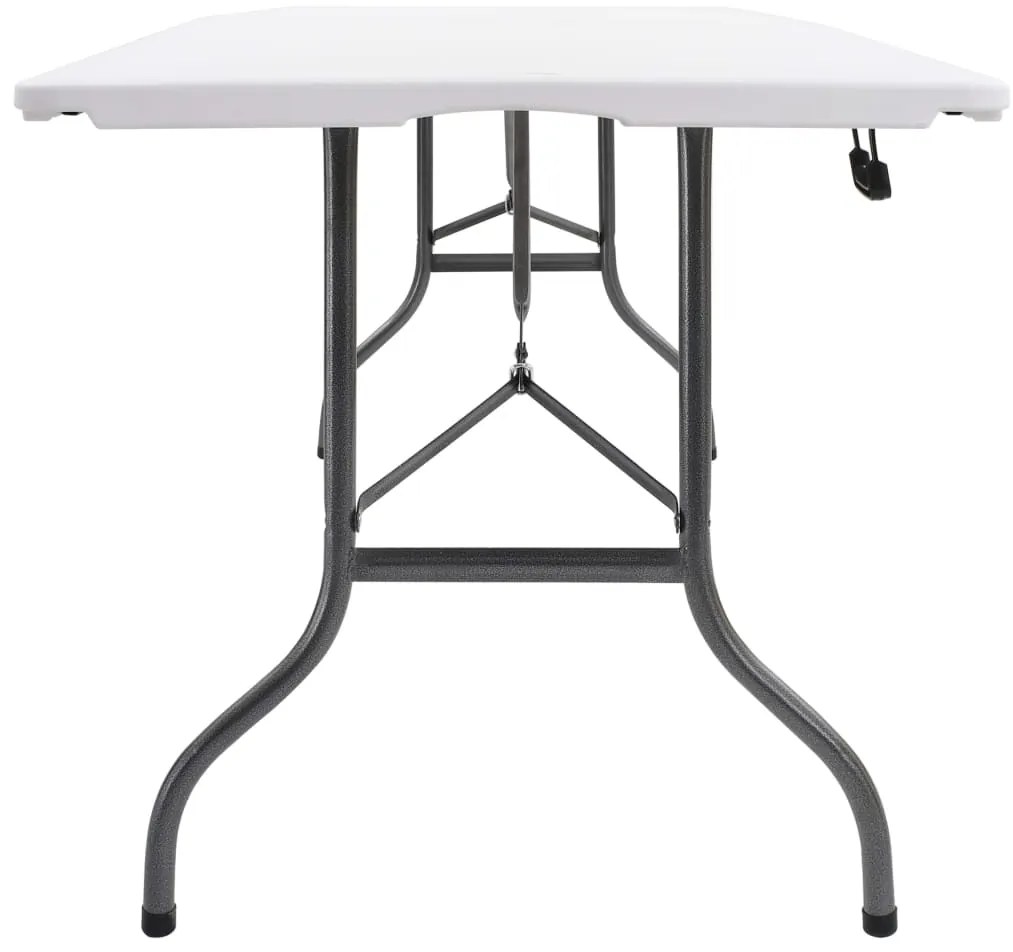 Mesa de jardim dobrável com 2 bancos 180 cm aço e PEAD branco