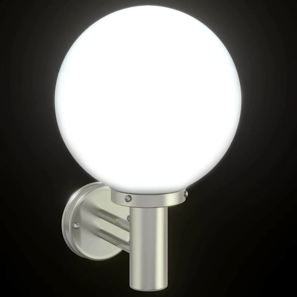 Luzes de parede externas 2 pcs Prata Aço Inoxidável IP44