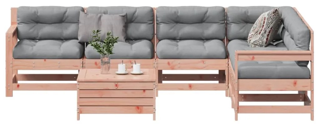 vidaXL 7 pcs conj. lounge jardim com almofadões madeira douglas maciça