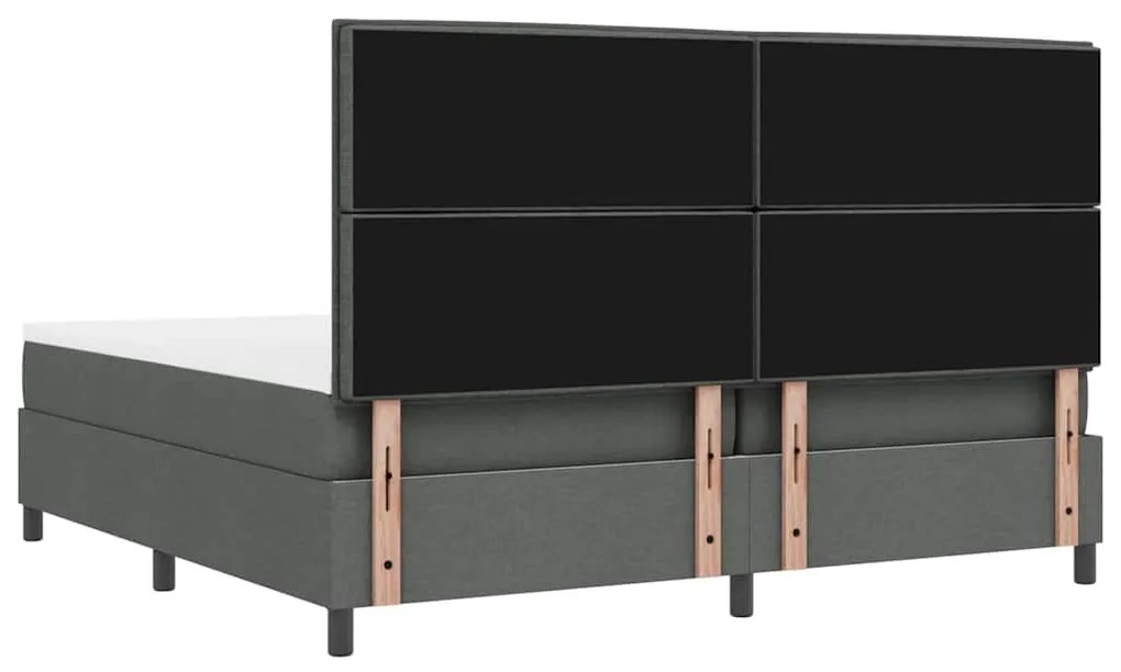 Cama Box com Colchão e LED na Cor Cinza Escuro, 200x200 cm Tecido