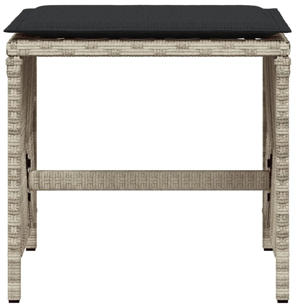 Bancos jardim c/ almofadões 4pcs 41x41x36cm vime PE cinza-claro