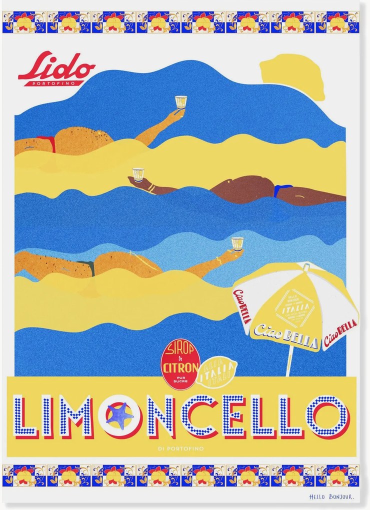 Póster Hello Bonjour - En Vacances Limoncello