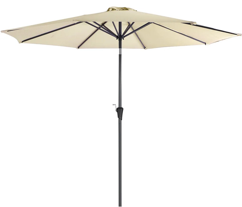 Guarda-sol de jardim SONGMICS de 290 cm, FPS 50+, proteção solar, inclinação de 30° em 2 direções, manivela para abertura e fechamento, para jardins externos, piscina, varanda e pátio, base não incluída, bege GPU30BE
