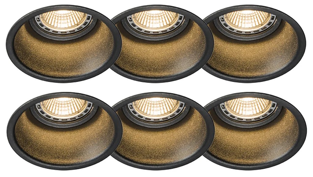 Conjunto de 6 focos embutidos modernos pretos - Dept