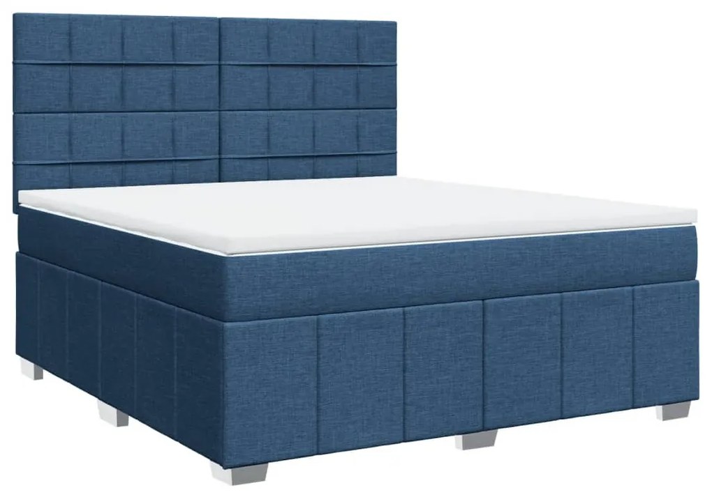 Cama com molas/colchão 180x200 cm tecido azul