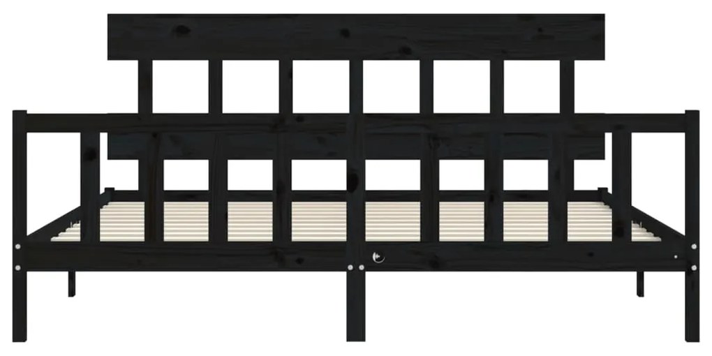 Estrutura cama Super King Size c/cabeceira madeira maciça preto