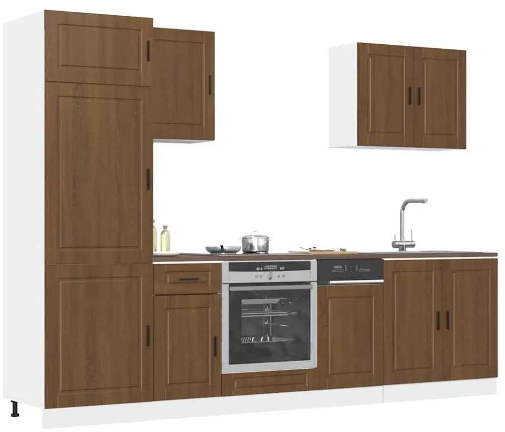 vidaXL 7 peças armário de cozinha conjunto Kalmar carvalho castanho