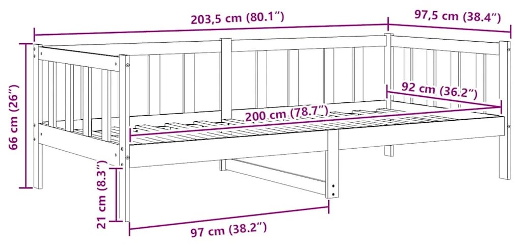 Sofá-cama 90x200 cm madeira de pinho maciça branco