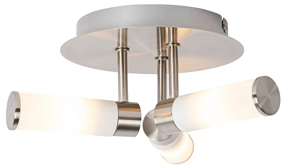 Candeeiro de teto moderno para casa de banho em aço 3 luzes IP44 - Bath