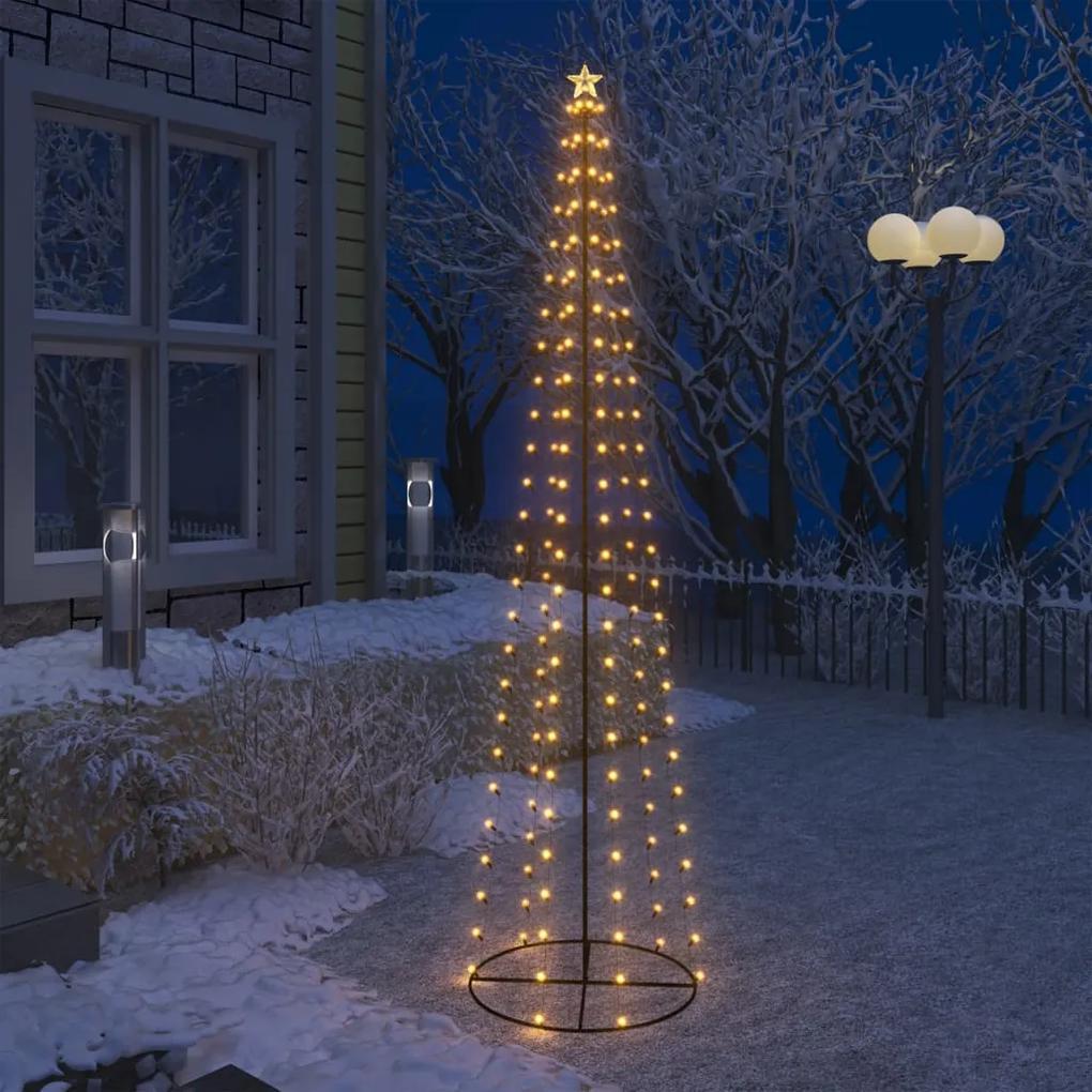 51286 vidaXL Árvore de Natal em cone c/ 136 luzes LED branco quente 70x240cm