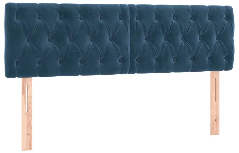 Cama com molas/colchão 140x190 cm veludo azul-escuro