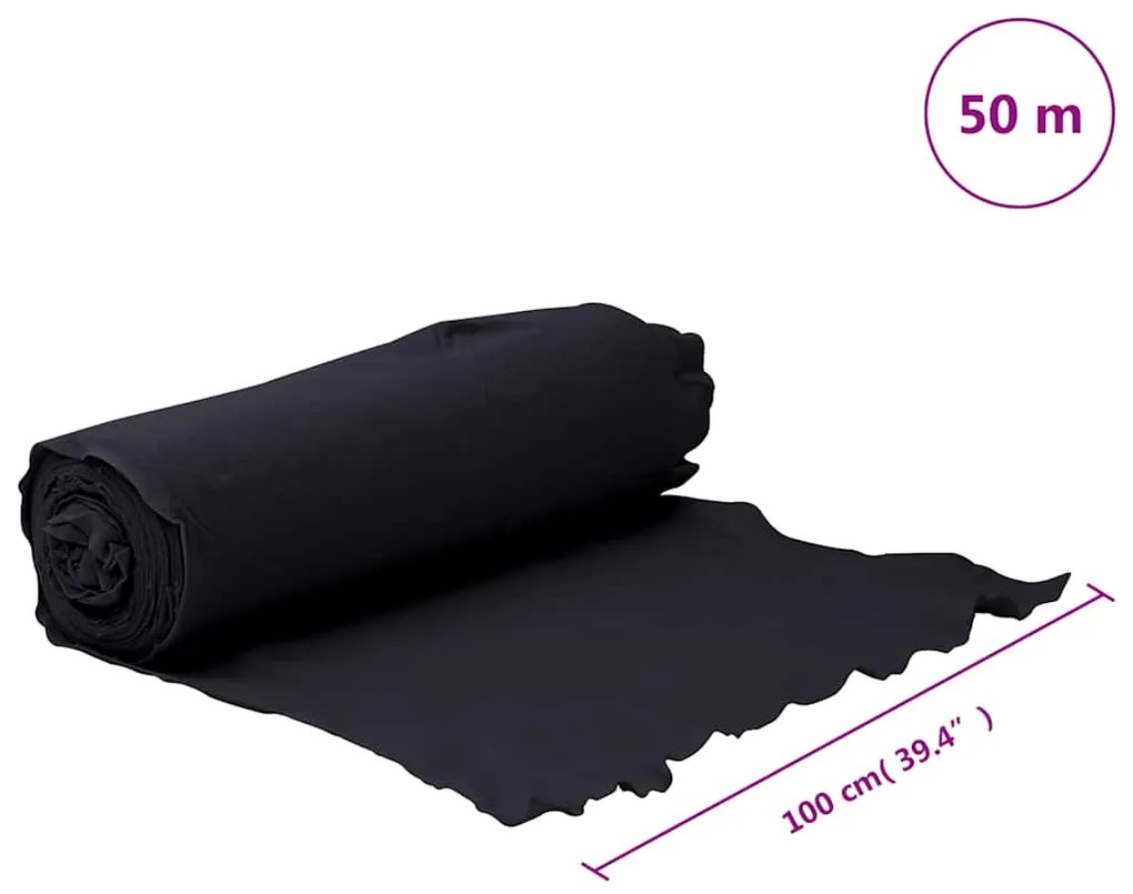 Membrana de geotêxtil 1x50 m fibra de poliéster preto