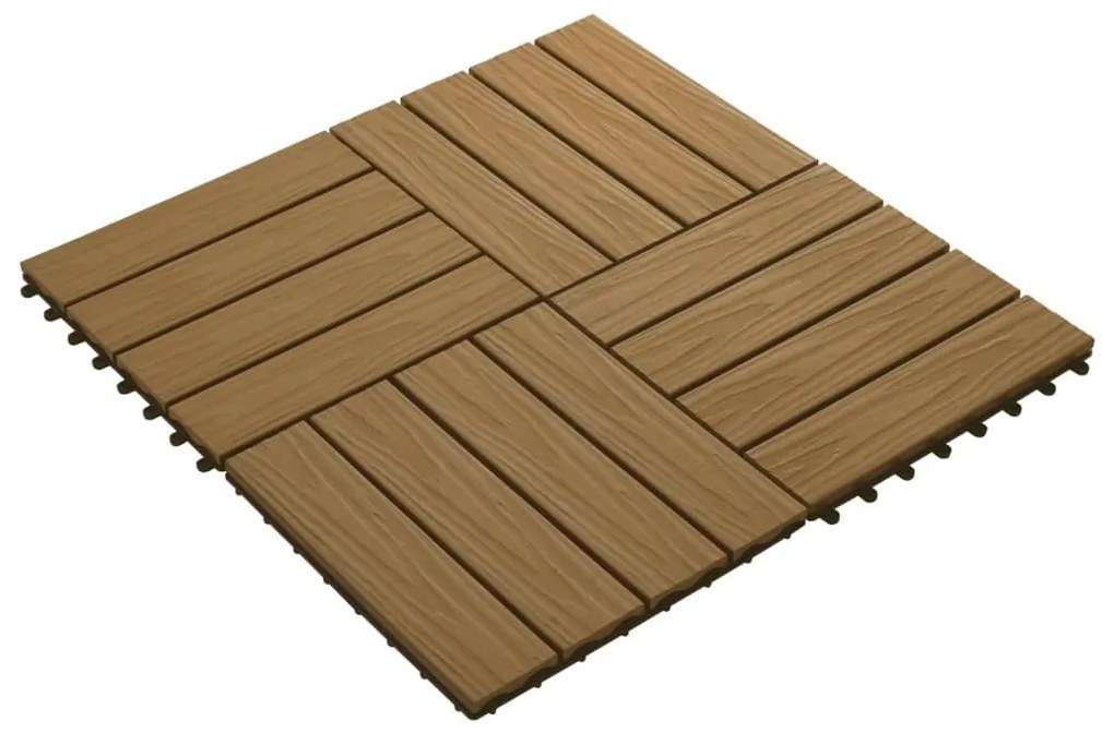 Ladrilho pavimento relevo profundo 11 pcs WPC 1m² cor de teca