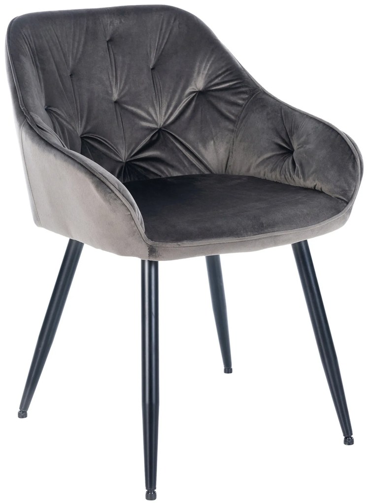 Cadeira de sala de jantar Cassis com estofo em veludo 81 x 56 x 58 cm Cinzento