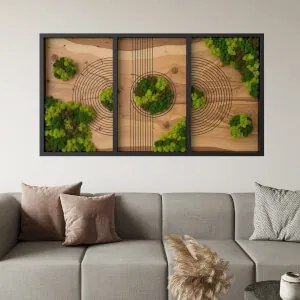 Tríptico de autocolantes - Ilhas de musgo e harmonia geométrica