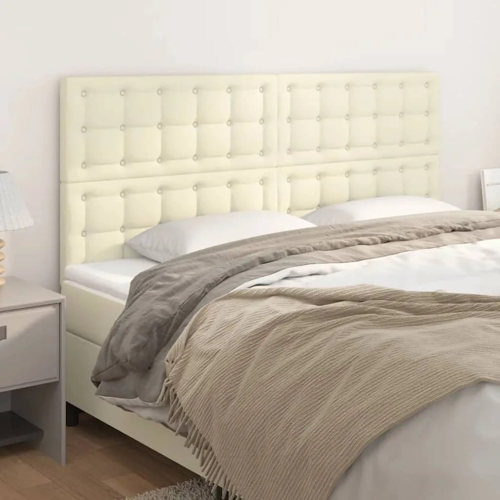 vidaXL Cabeceira de cama 4 pcs couro artificial 80x5x78/88 cm creme