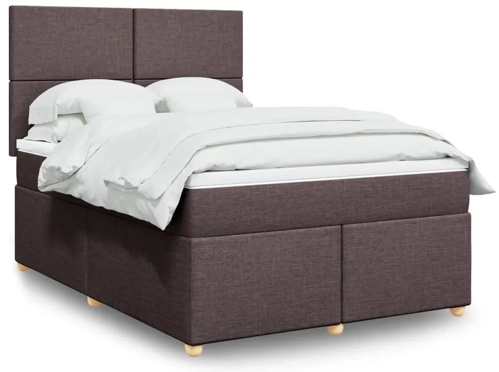vidaXL Cama com molas/colchão 160x200 cm tecido castanho-escuro