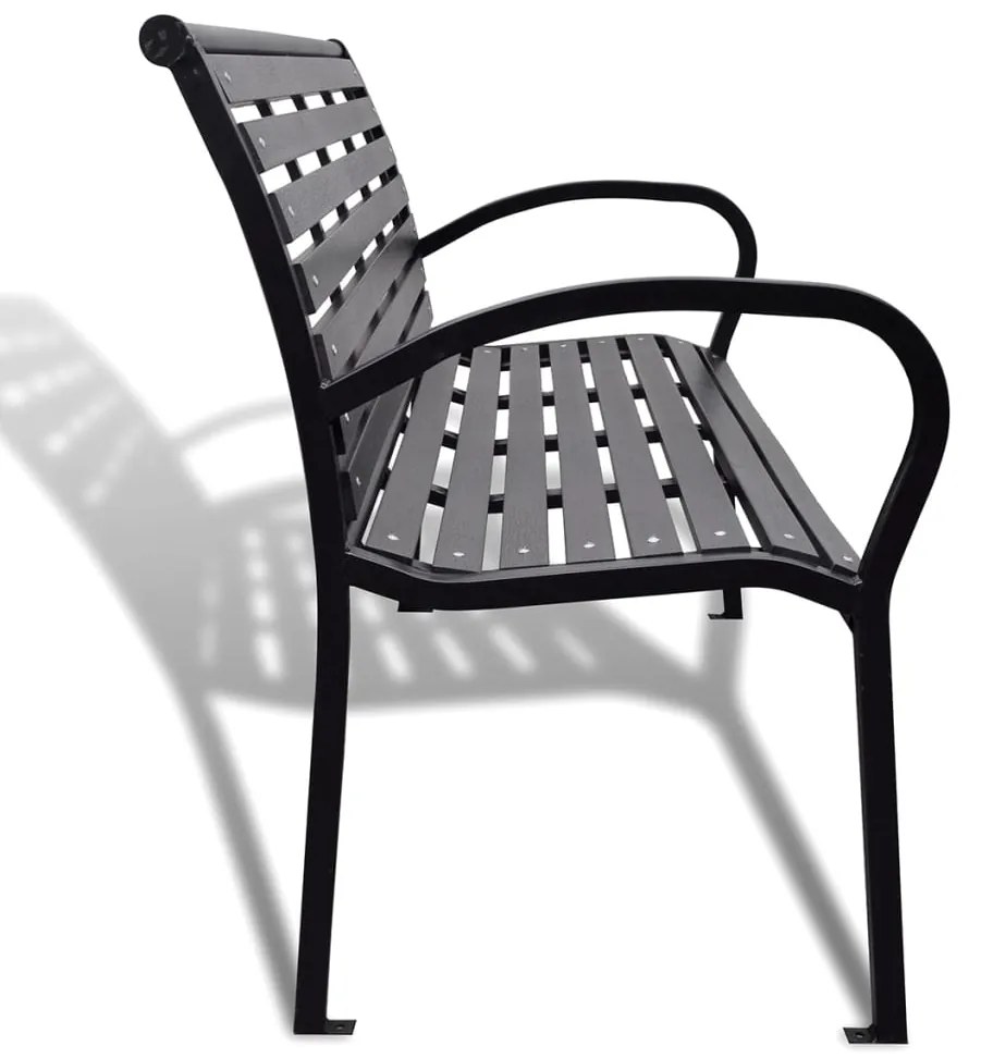 Banco de jardim 125 cm aço e WPC preto