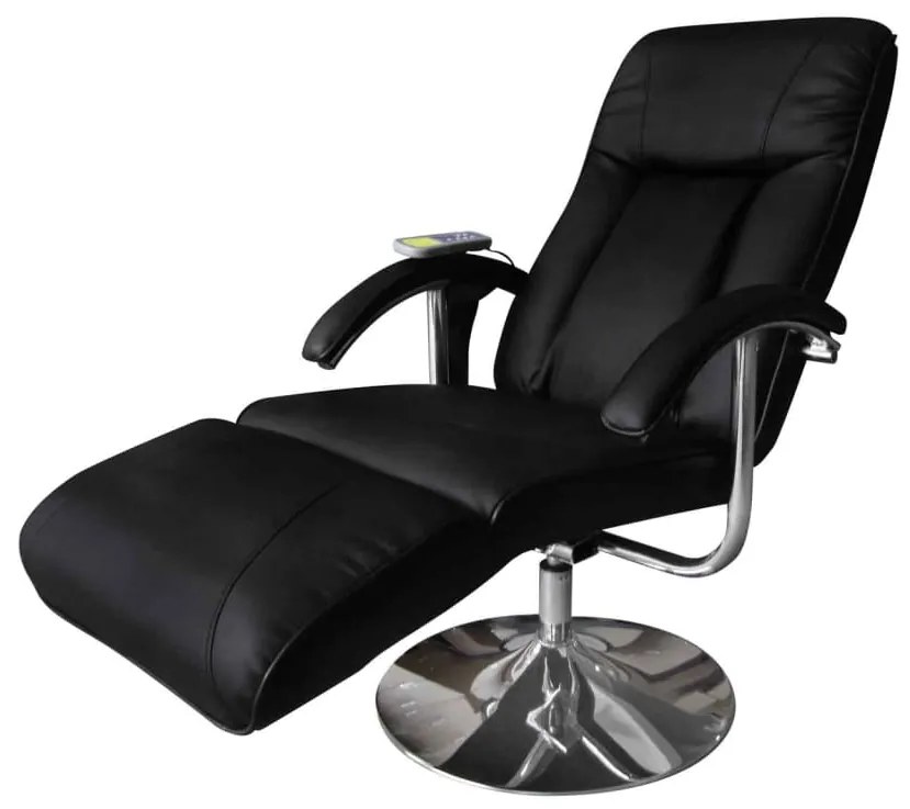 vidaXL Cadeira de massagens couro artificial preto