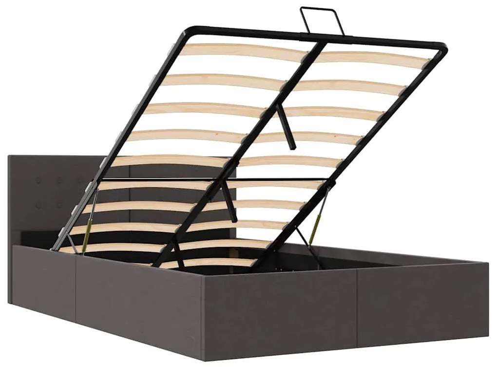 Cama hidráulica c/ arrumação 140x200cm tecido cinzento-escuro