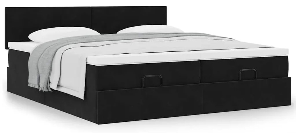 Estrutura de cama otomana com colchões 160x200 cm veludo preto