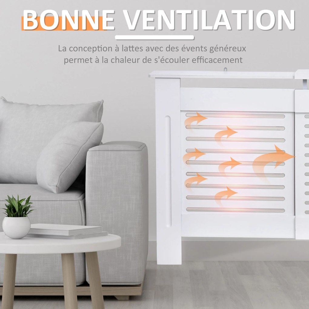 Cobertura de Radiador Extensível, 208,5 x 20,5 x 82,5 cm, Design Contemporâneo, Branco