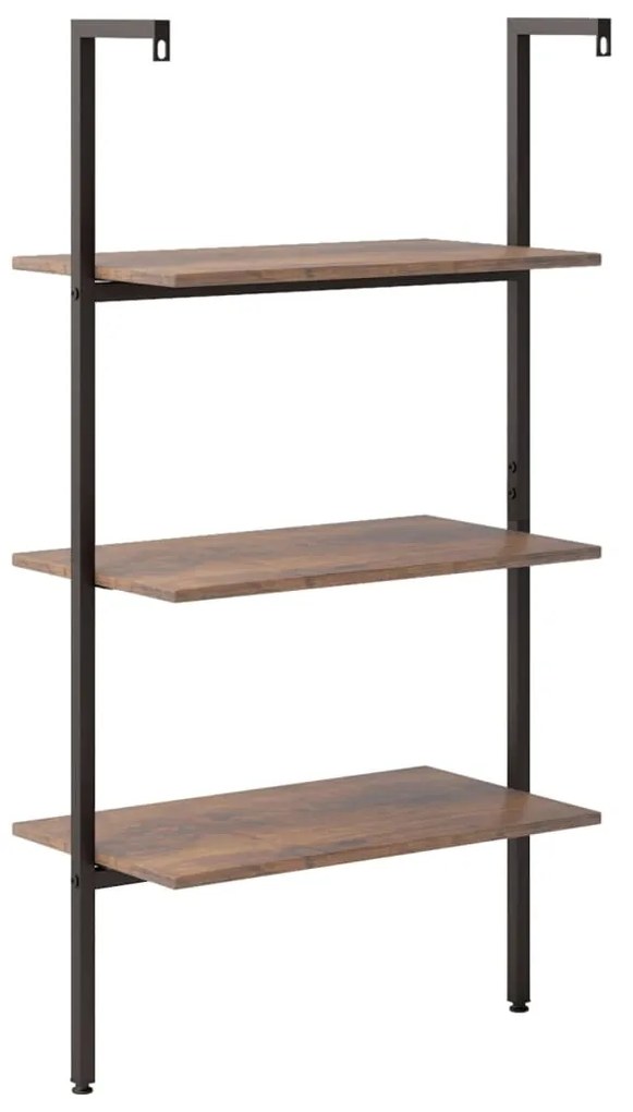 Unidade 3 prateleiras 64x35x120,5 cm castanho-escuro e preto