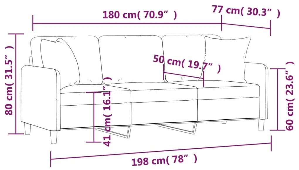 Sofá 3 lugares + almofadas decorativas 180 cm tecido preto