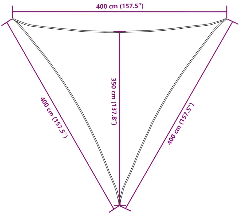 Para-sol estilo vela tecido oxford triangular 4x4x4 m bege