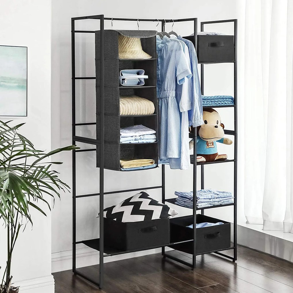 Estante suspensa para arrumação para guarda roupa 30 x 30 x 90 cm cinzento