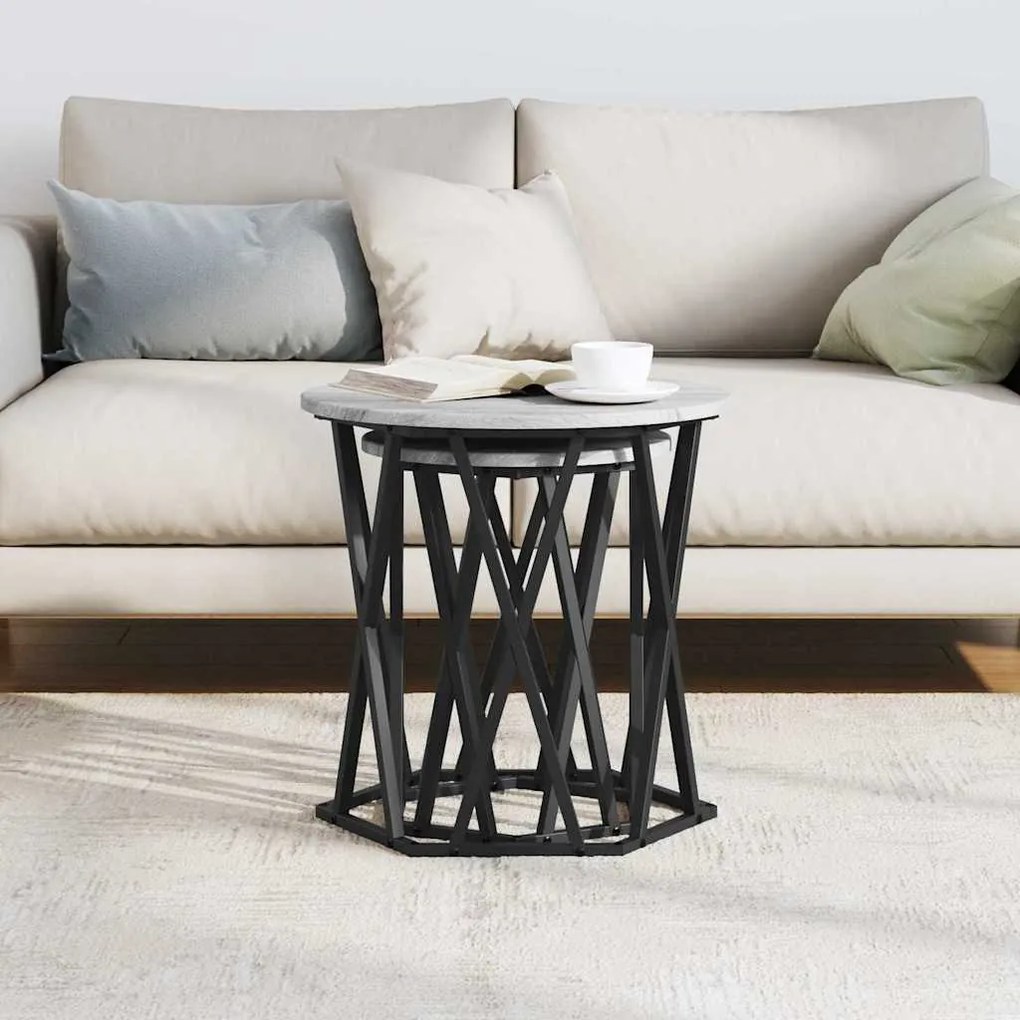 Mesas de Apoio vidaXL 2 pcs Cinza Sonoma Madeira Engenharia