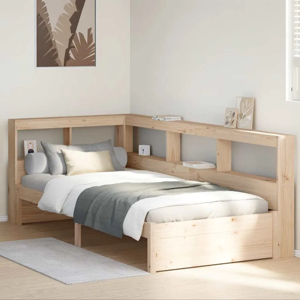 Cama com estante sem colchão 75x190 cm pinho maciço