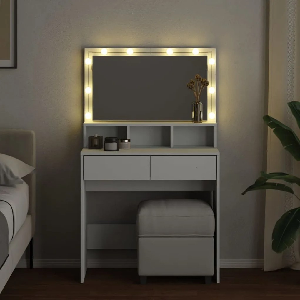 Toucador com LED 80x41x134,5 cm branco