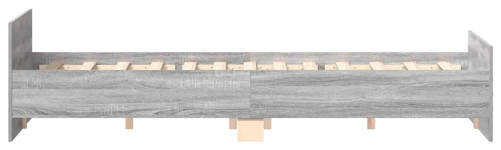 Estrutura cama c/ cabeceira e apoio pés 160x200 cm cinza sonoma