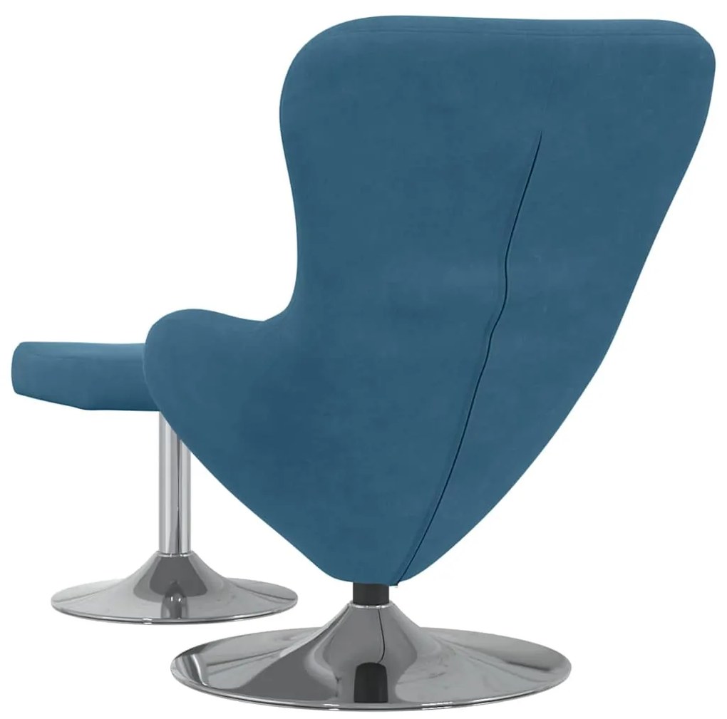 Poltrona Egg vidaXL com apoio para os pés em veludo azul