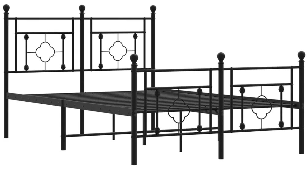 Estrutura de cama com cabeceira e pés 120x190 cm metal preto