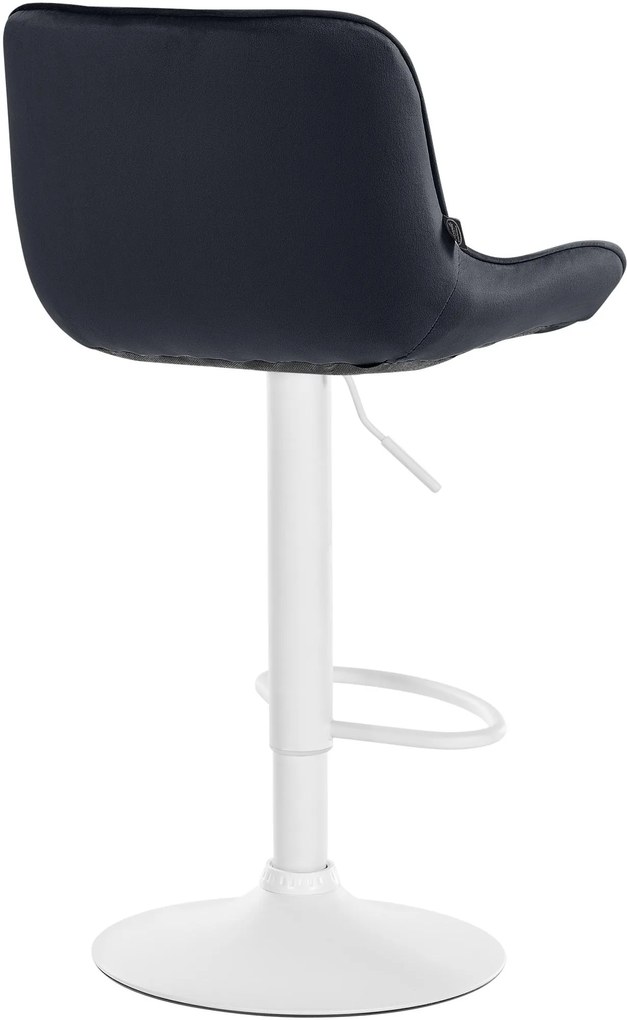 Banco alto em veludo com estrutura branca 85-106 x 49 x 51 cm preto
