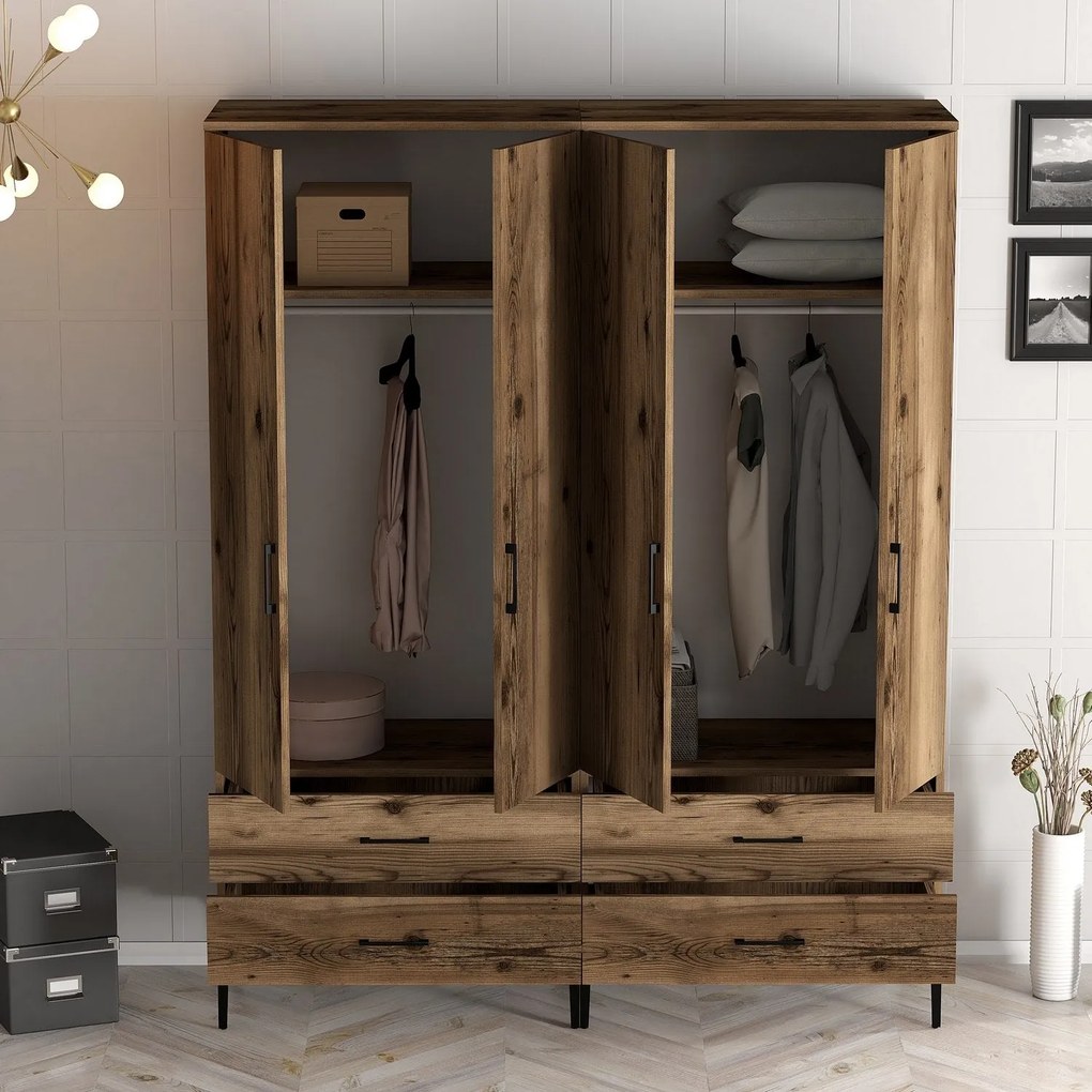 Roupeiro Kumsal TT – Nogueira – 160 cm x 47,5 cm x 201,4 cm