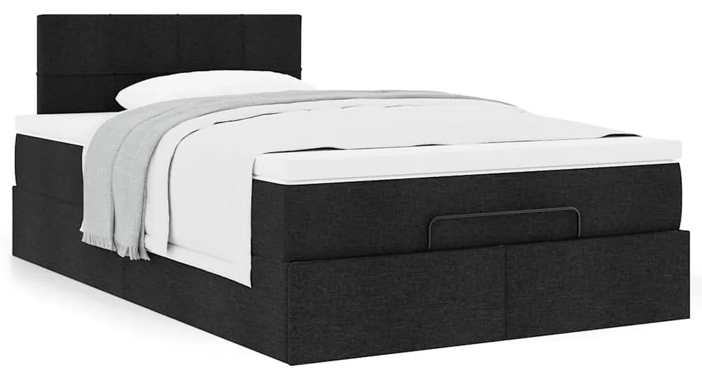 Cama otomana com colchão 120x190 cm tecido preto