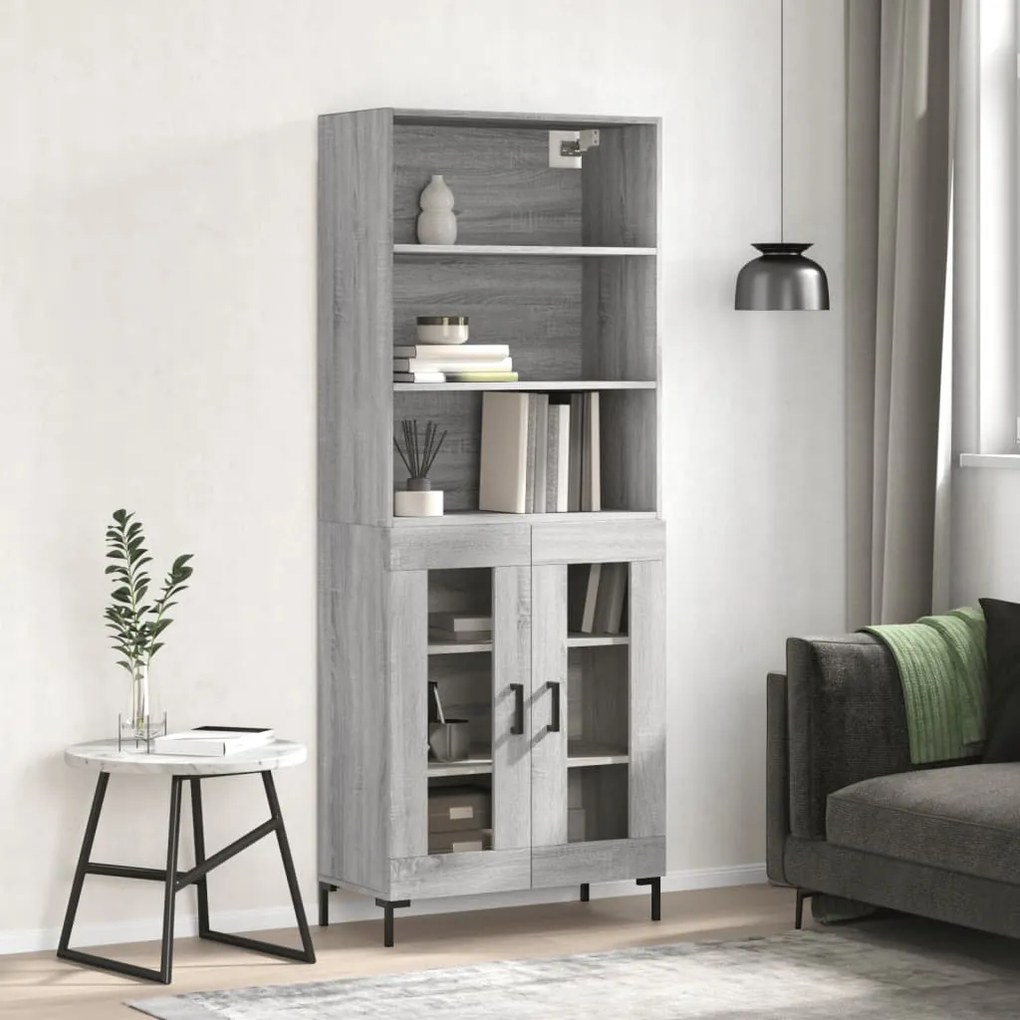 vidaXL Armário alto 69,5x34x180 cm derivados de madeira sonoma cinza