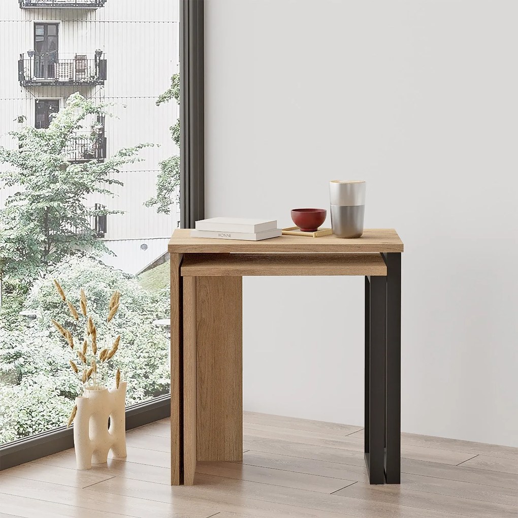 Mesas de Apoio ON7 – Nogueira – 51x52,8x29,5 cm / 44,5x47,8x24,5 cm