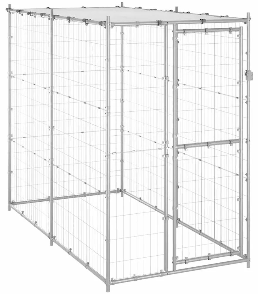 Canil de exterior com telhado 110x220x180 cm aço galvanizado