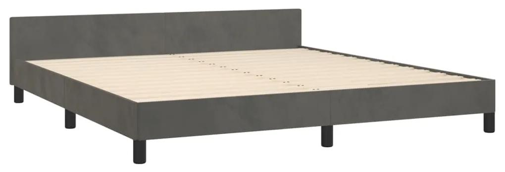 Estrutura de cama c/ cabeceira 160x200cm veludo cinzento-escuro